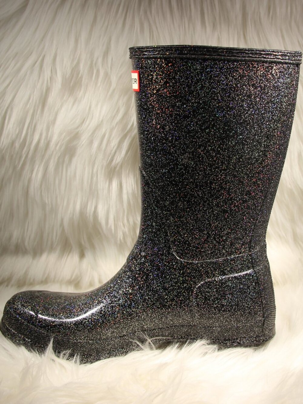 Hunter Women’s Starcloud Rain Boots Black Glitter US8 - EU39 - See Video - Picture 3 of 11
